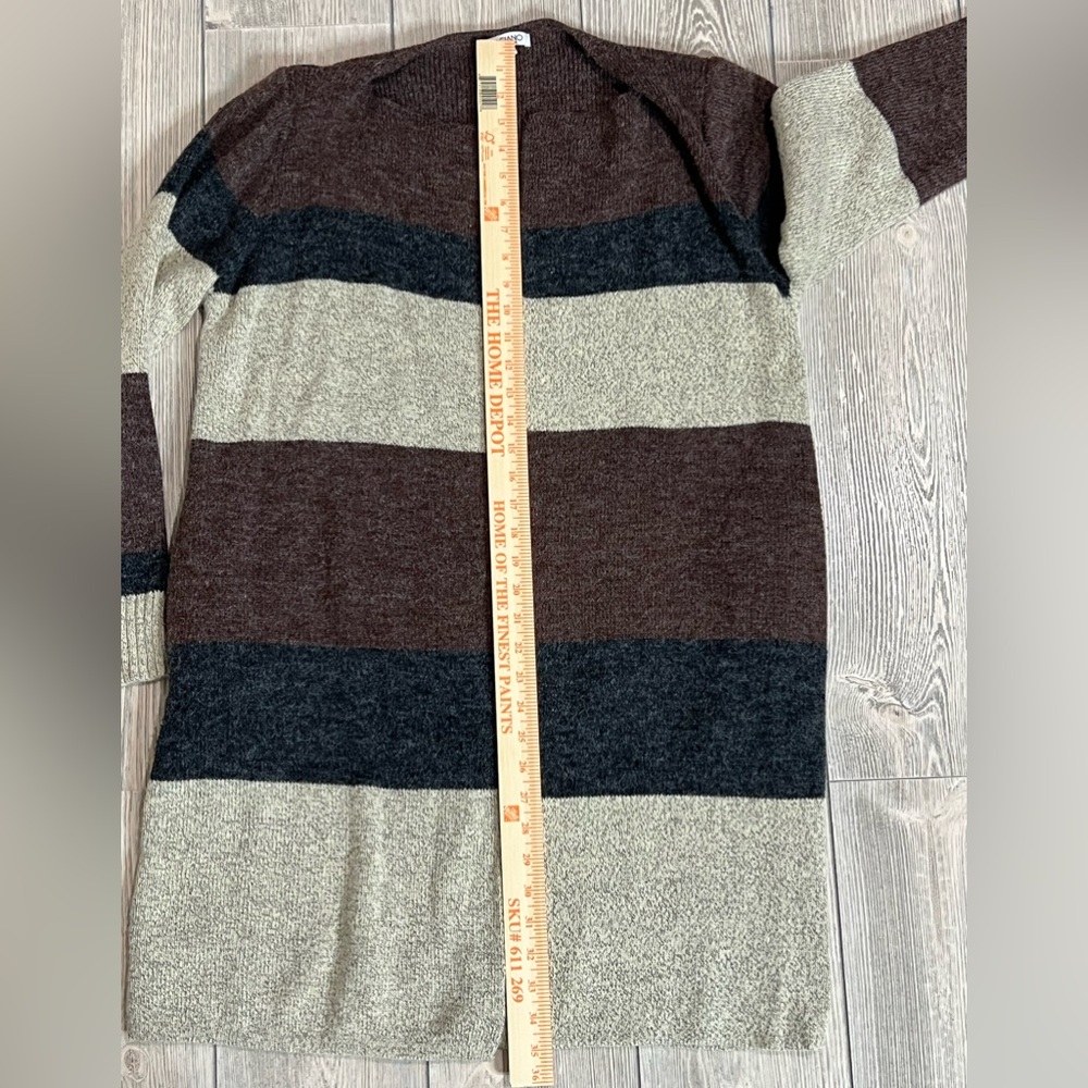 Baciano Brown Multicolor Long-Line Open Cardigan Size Small - Picture 5 of 7